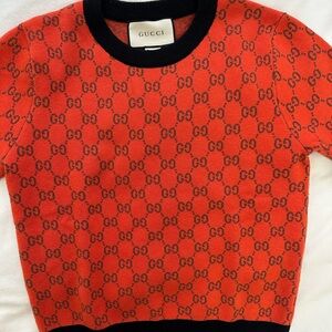 Gucci Orange and Black Logo Knit Sweater